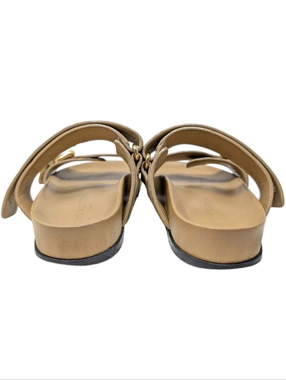 Louis Vuitton Distressed Beige Bom Dia Suede Monogram Sandals Size EU 37.5